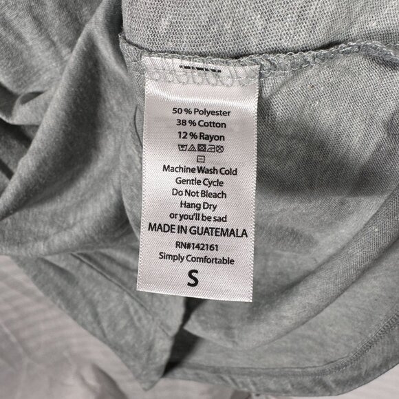 LuLaRoe RANDY Heathered Distressed Gray Black Leaves Raglan Tee Shirt SMALL S - Picture 3 of 5